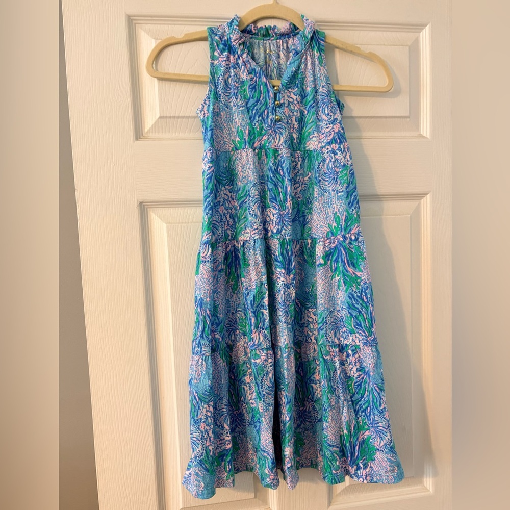 Lilly Pulitzer Girls Mini Malone Maxi Dress in Las Olas Aqua Sz S (4-5) EUC